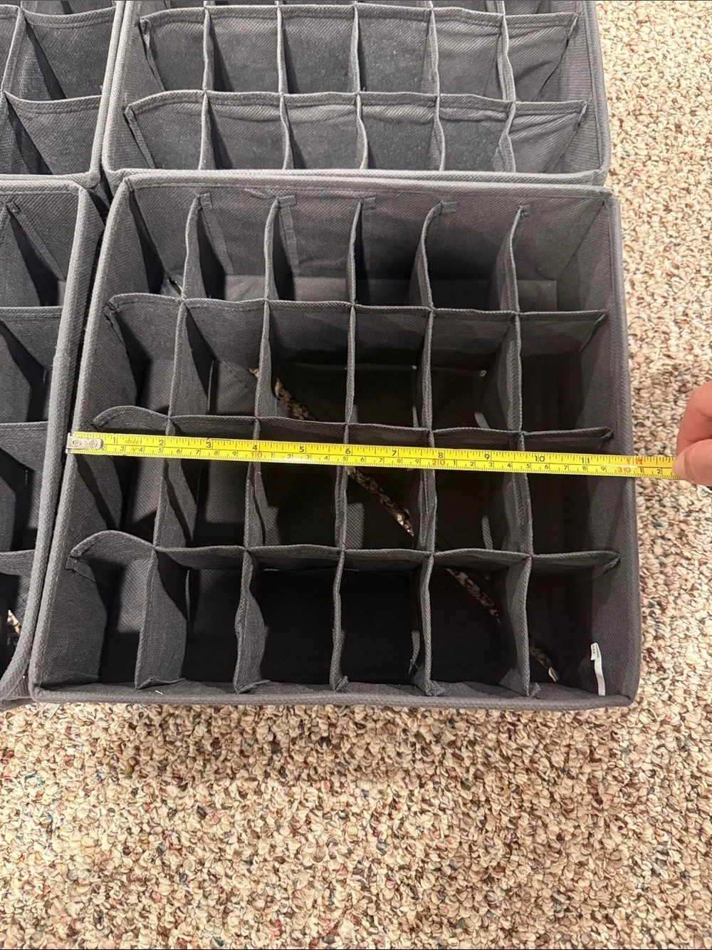 Set of 7 charcoal grey drawer organizers